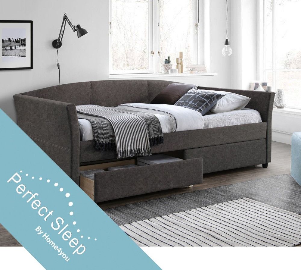 Single Bed Warrington | size: Length: 220cm, Width: 98cm, Height: 44cm | color: Gray | image: 1 | variant: 1005509