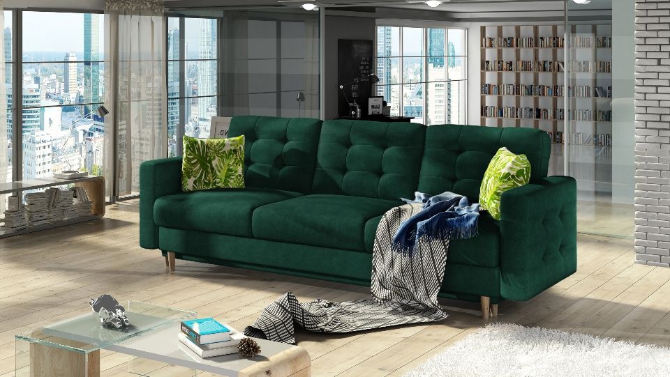 Sleeper Sofa East Sondrio 4 | size: Width: 235cm, Height: 86cm, Depth: 95cm | color: Green | image: 1 | variant: 1013961