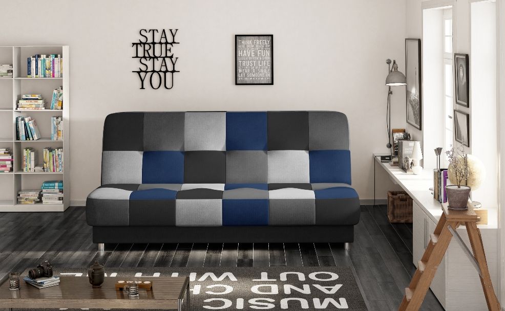 Sleeper Sofa Fort William 1 | size: Width: 192cm, Height: 90cm, Depth: 90cm | color: Black/Grey/Blue | image: 1 | variant: 1013904