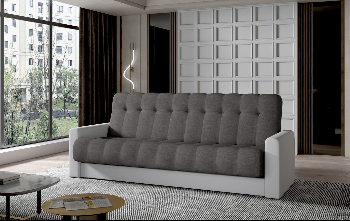 Sleeper Sofa Garett 3 | size: Width: 85cm, Height: 90cm, Depth: 210cm | color: Sawana/Soft | image: 1 | variant: 1017286