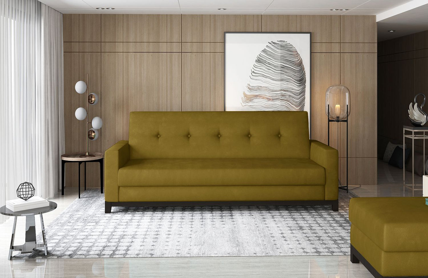 Sleeper Sofa Selene 11 | size: Width: 104cm, Height: 93cm, Depth: 216cm | color: Monolith | image: 1 | variant: 1017420