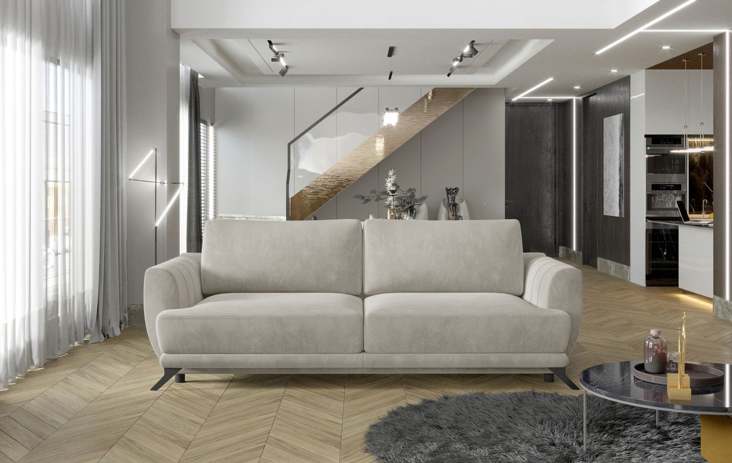 Sleeper Sofa West Chertsey 17 | size: Width: 95cm, Height: 90cm, Depth: 242cm | color: Paros | image: 1 | variant: 1017944