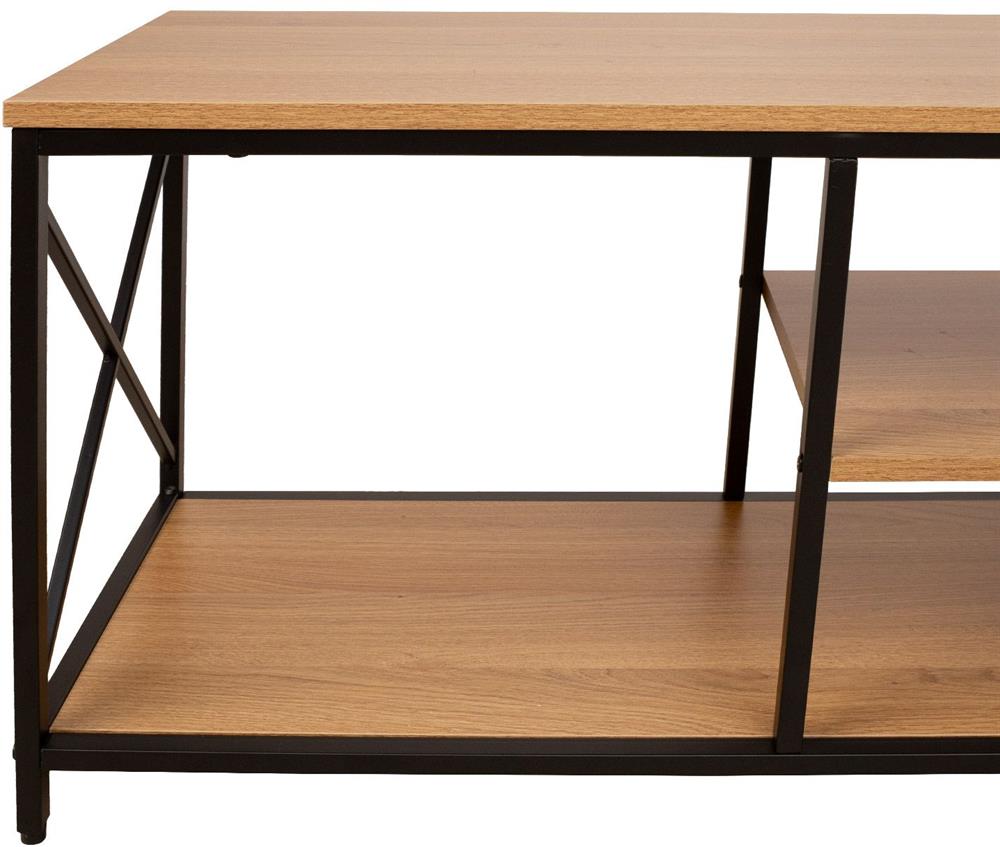 TV Table East Folkestone | size: Length: 40cm, Width: 140cm, Height: 46.5cm | color: Black/Oak | image: 3 | variant: 1006373