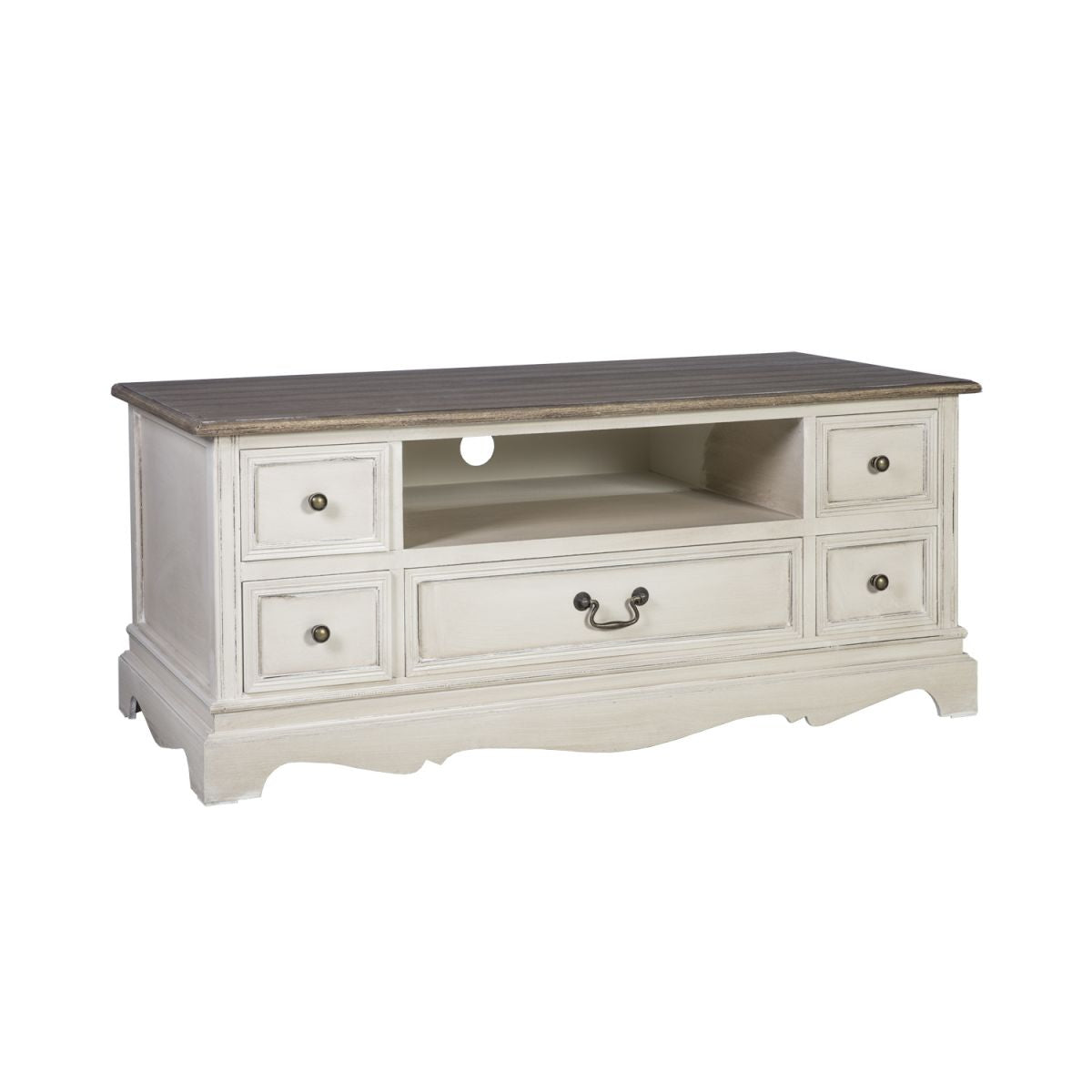 TV Table East Welwyn Garden | size: Length: 53cm, Width: 117cm, Height: 50cm | color: White/Brown | image: 1 | variant: 1005047