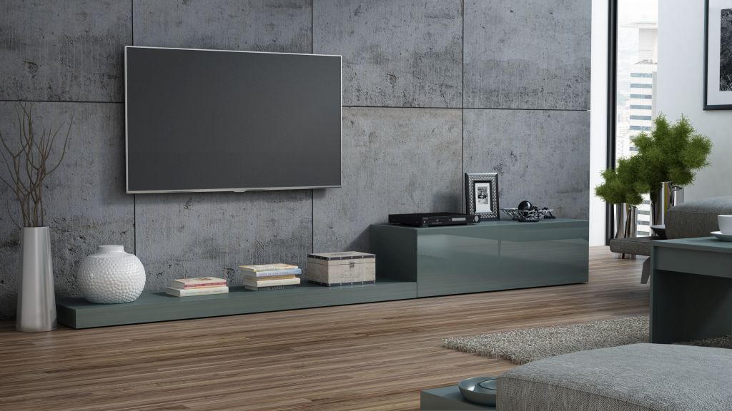 TV Table West Gillingham | size: Length: 42cm, Width: 300cm, Height: 35cm | color: Gray | image: 0 | variant: 1007280