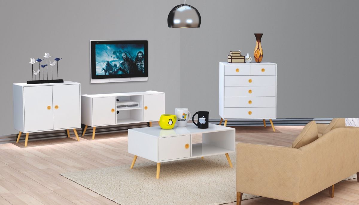 TV Table West Maidenhead | size: Length: 39cm, Width: 120cm, Height: 60cm | color: White | image: 3 | variant: 1007161