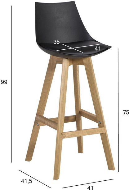 Bar Stool Blaenavon | size: Width: 41cm, Height: 99cm, Depth: 41.5cm | color: Black | image: 2 | variant: 1001353