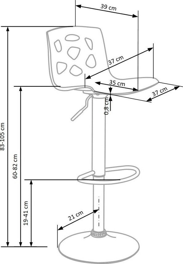 Bar Stool East Weymouth | size: Length: 36cm, Width: 37cm, Height: 83-105cm, Depth: 36cm | color: White | image: 6 | variant: 1007051