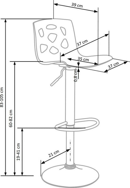 Bar Stool East Weymouth | size: Length: 36cm, Width: 37cm, Height: 83-105cm, Depth: 36cm | color: White | image: 6 | variant: 1007051