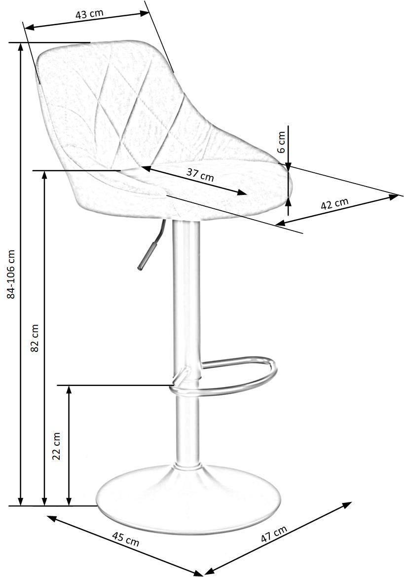 Bar Stool Ferrara | size: Width: 47cm, Height: 106cm, Depth: 45cm | color: Beige | image: 1 | variant: 1002989