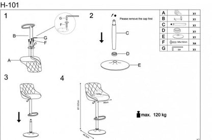 Bar Stool Ferrara | size: Width: 47cm, Height: 106cm, Depth: 45cm | color: Beige | image: 2 | variant: 1002989
