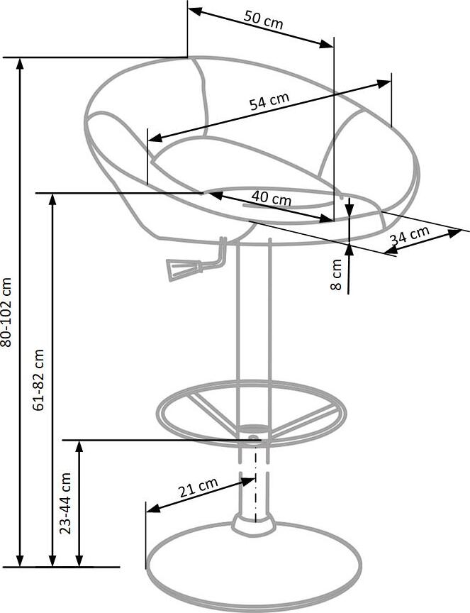 Bar Stool Potenza | size: Length: 46cm, Width: 54cm, Height: 80-102cm, Depth: 46cm | color: Gray | image: 3 | variant: 1003037