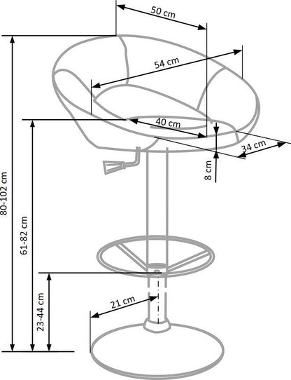 Bar Stool Potenza | size: Length: 46cm, Width: 54cm, Height: 80-102cm, Depth: 46cm | color: Gray | image: 3 | variant: 1003037