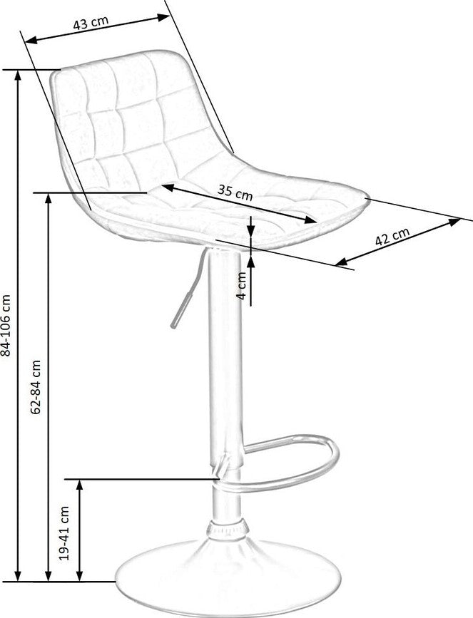Bar Stool Vibo Valentia | size: Length: 43cm, Width: 43cm, Height: 84-106cm, Depth: 44cm | color: Gray | image: 8 | variant: 1003053