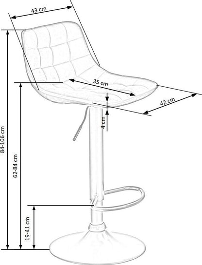 Bar Stool Vibo Valentia | size: Length: 43cm, Width: 43cm, Height: 84-106cm, Depth: 44cm | color: Gray | image: 8 | variant: 1003053
