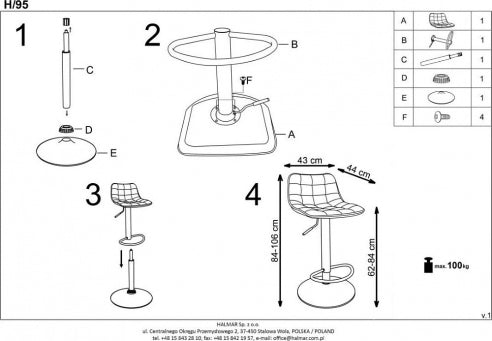 Bar Stool Vibo Valentia | size: Width: 43cm, Height: 106cm, Depth: 44cm | color: Beige | image: 1 | variant: 1003056