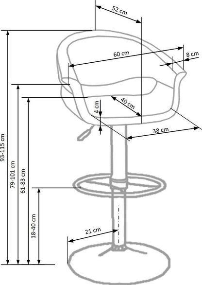 Bar Stool West Cambridge | size: Length: 46cm, Width: 50cm, Height: 93-115cm, Depth: 46cm | color: Black | image: 7 | variant: 1007057