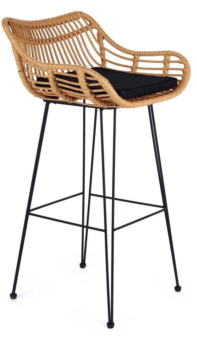Bar Stool West Siauliai | size: Width: 54cm, Height: 99cm, Depth: 52cm | color: Beige/Black | image: 0 | variant: 1007575