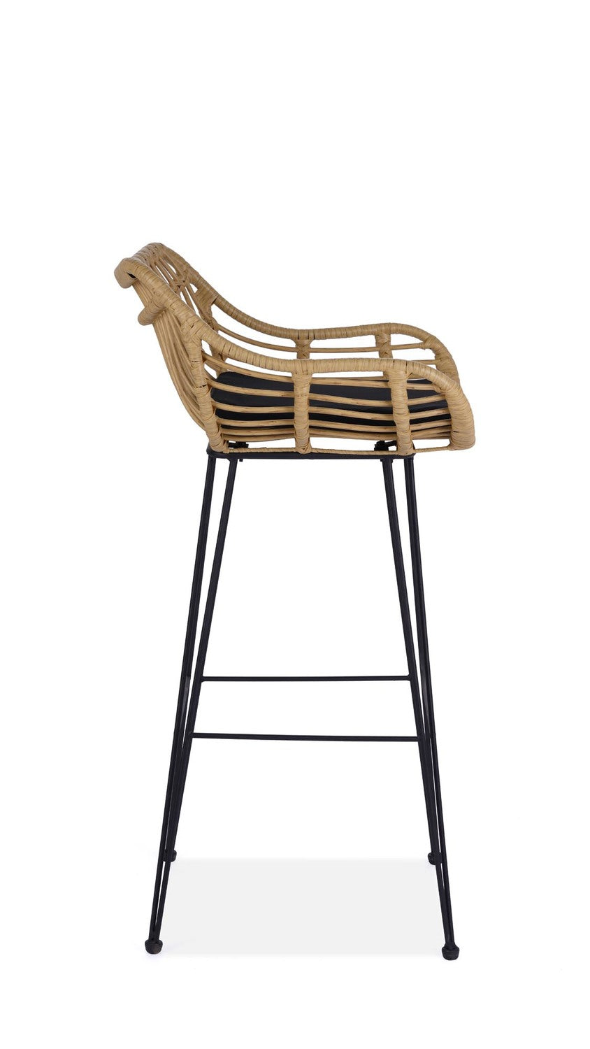 Bar Stool West Siauliai | size: Width: 54cm, Height: 99cm, Depth: 52cm | color: Beige/Black | image: 4 | variant: 1007575