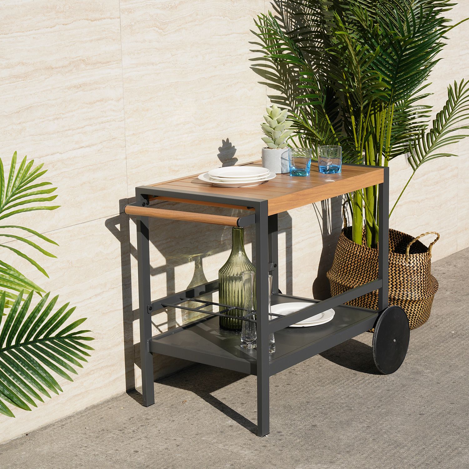 Bar Table East Taranto | size: Length: 57.5cm, Width: 97cm, Height: 75cm | color: Oak/Grey | image: 3 | variant: 1006533