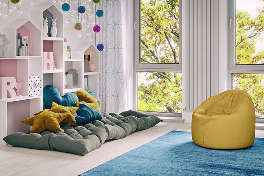 Bean Bag Bondo | size: Length: 120cm, Width: 85cm, Height: 120cm, Depth: 120cm | color: Yellow | image: 1 | variant: 1005645