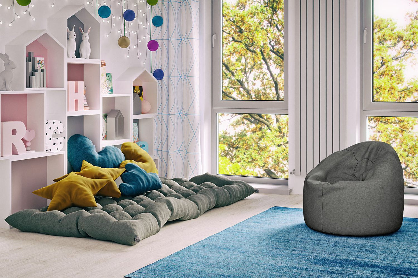 Bean Bag East Jarrow | size: Length: 120cm, Width: 85cm, Height: 120cm, Depth: 120cm | color: Gray | image: 1 | variant: 1010223