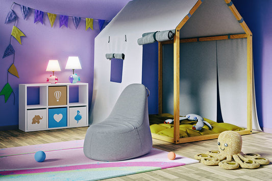 Bean Bag Mario | size: Length: 83cm, Width: 78cm, Height: 83cm, Depth: 83cm | color: Gray | image: 1 | variant: 1005655