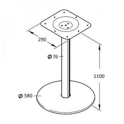 Central Table Leg Stad 5 | size: Height: 72cm, Diameter: 58cm | color: Chrome | image: 1 | variant: 1000709