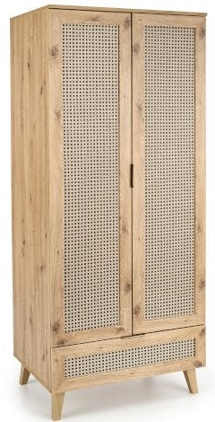 Closet Borneo 1 | size: Width: 80cm, Height: 200cm, Depth: 57cm | color: Black/Oak | image: 1 | variant: 1012969