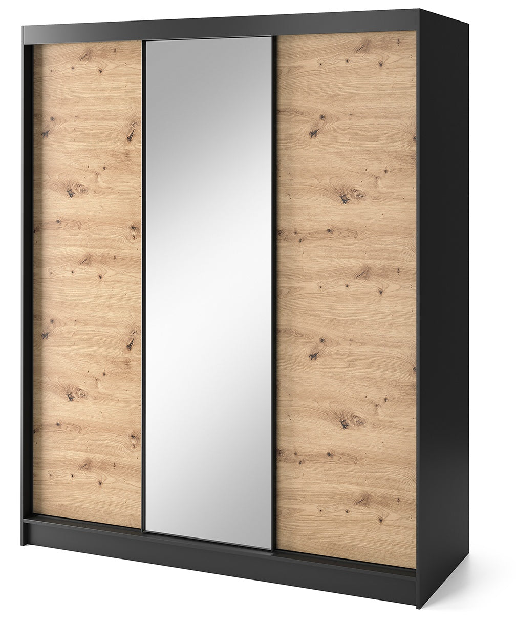 Closet Chieti | size: Width: 220cm, Height: 60cm, Depth: 180cm | color: Black/Oak | image: 0 | variant: 1017701