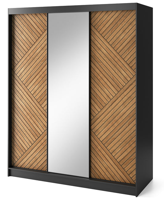 Closet East Urbino | size: Width: 220cm, Height: 60cm, Depth: 180cm | color: Black/Oak | image: 0 | variant: 1017697