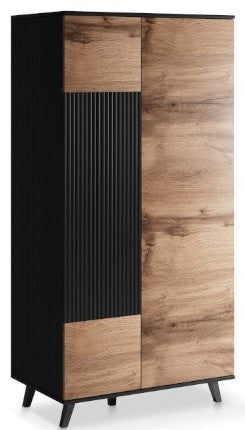 Closet Random | size: Width: 90cm, Height: 182cm, Depth: 55cm | color: Black/Oak | image: 1 | variant: 1012970