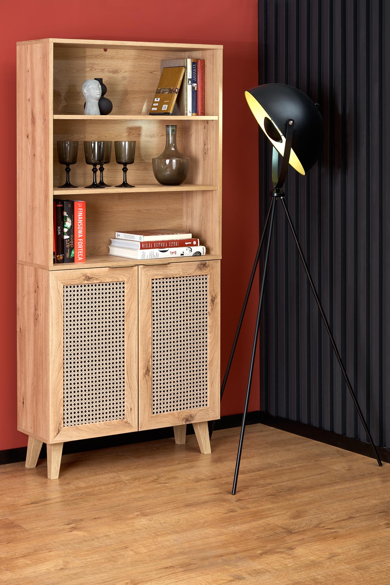 Closet West Brecon | size: Width: 80cm, Height: 173cm, Depth: 40cm | color: Black/Oak | image: 2 | variant: 1007349