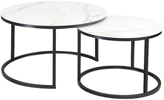 Coffee Table Atlanta C | size: Length: 80cm, Width: 80cm, Height: 45cm, Diameter: 80cm | color: White/Black | image: 0 | variant: 1012292