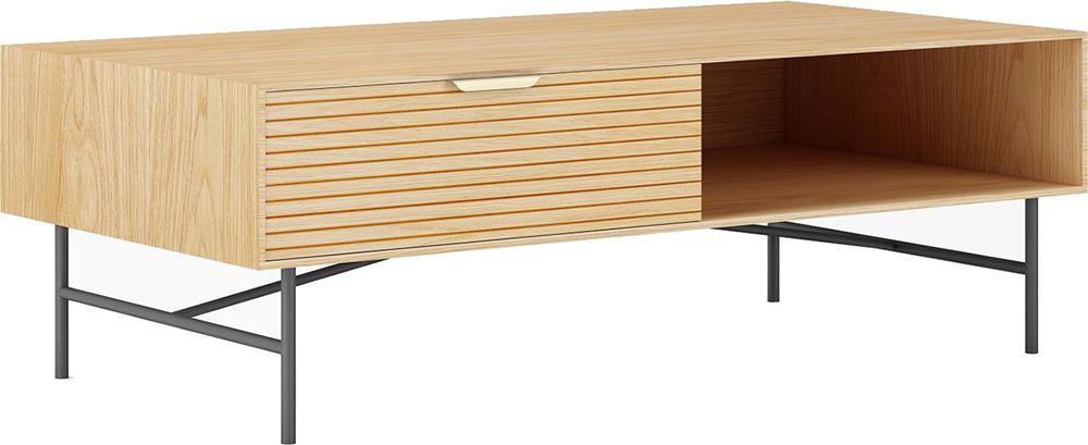 Coffee Table Bassel | size: Length: 60cm, Width: 120cm, Height: 40cm | color: Black/Oak | image: 1 | variant: 1016755