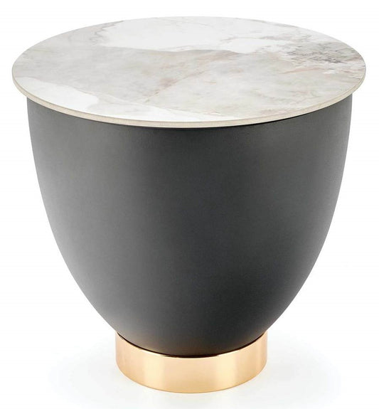 Coffee Table Cacilia S | size: Length: 48cm, Width: 48cm, Height: 45cm, Diameter: 48cm | color: White/Grey/Gold | image: 1 | variant: 1012985