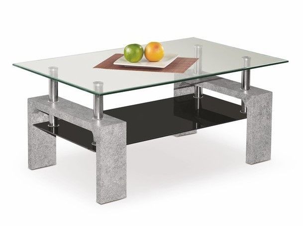 Coffee Table Diana 2 | size: Length: 60cm, Width: 100cm, Height: 45cm | color: Transparent/Grey | image: 1 | variant: 1011120