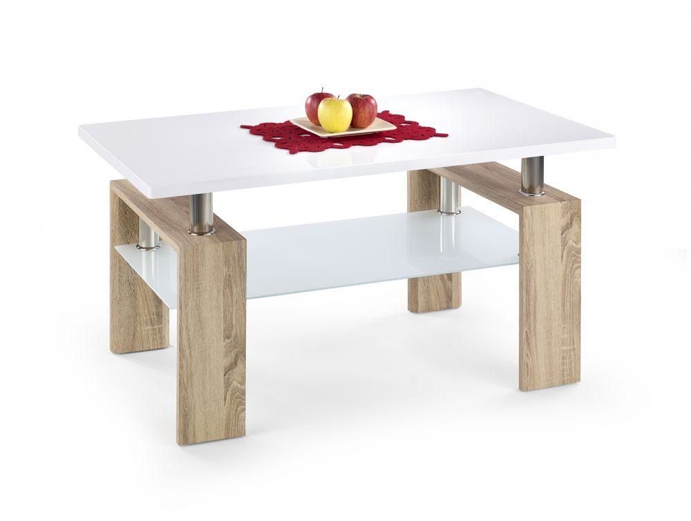 Coffee Table Diana | size: Length: 60cm, Width: 110cm, Height: 55cm | color: Transparent/Oak | image: 1 | variant: 1006792