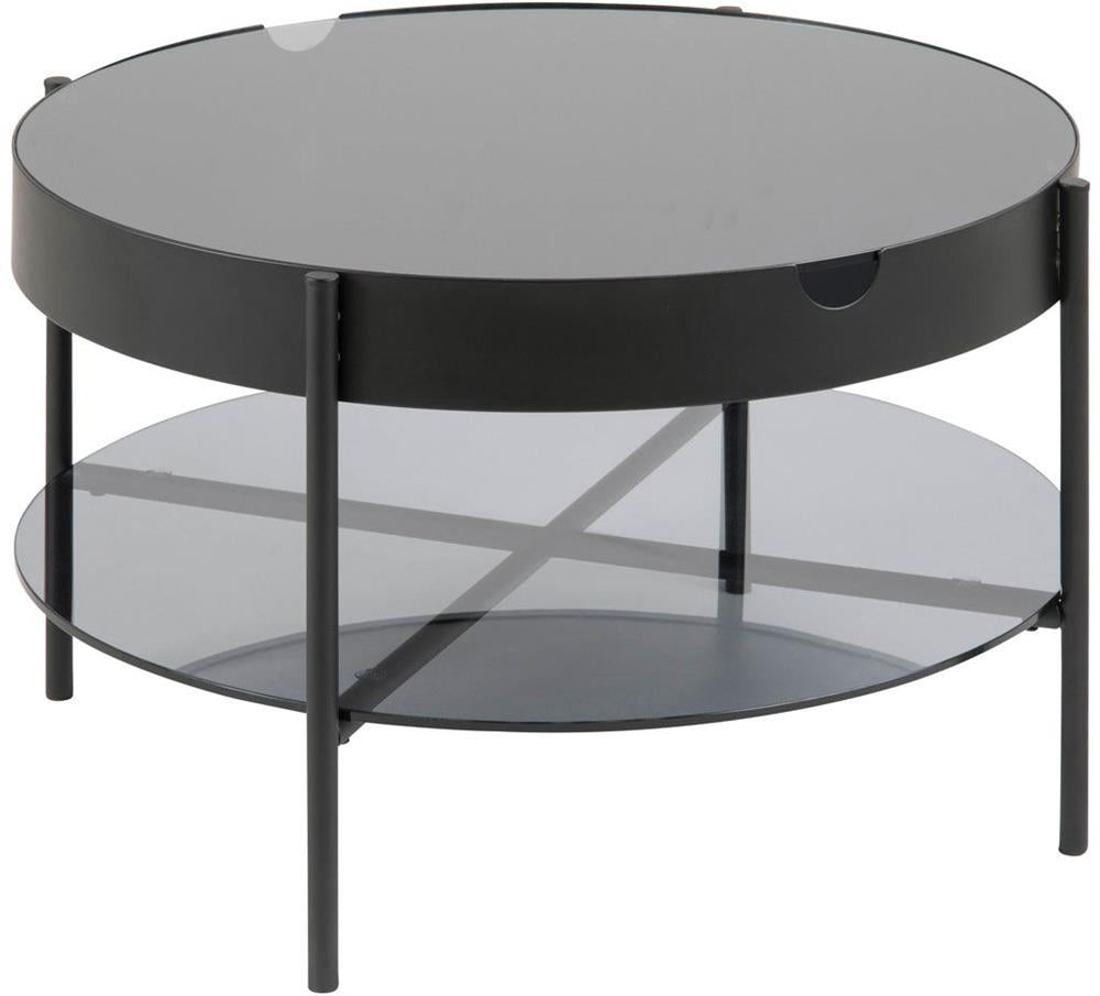 Coffee Table East Kaunas | size: Length: 75cm, Width: 75cm, Height: 45cm, Diameter: 75cm | color: Transparent/Black | image: 1 | variant: 1005989