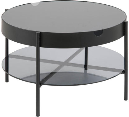Coffee Table East Kaunas | size: Length: 75cm, Width: 75cm, Height: 45cm, Diameter: 75cm | color: Transparent/Black | image: 1 | variant: 1005989