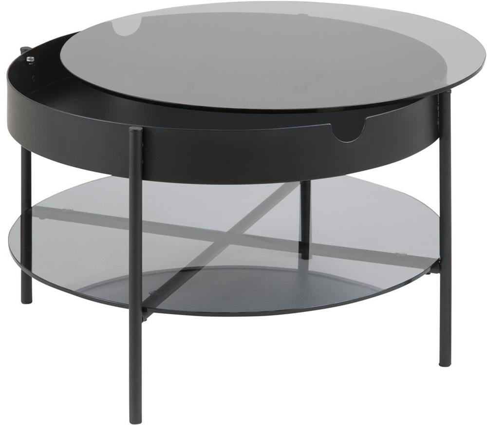 Coffee Table East Kaunas | size: Length: 75cm, Width: 75cm, Height: 45cm, Diameter: 75cm | color: Transparent/Black | image: 3 | variant: 1005989