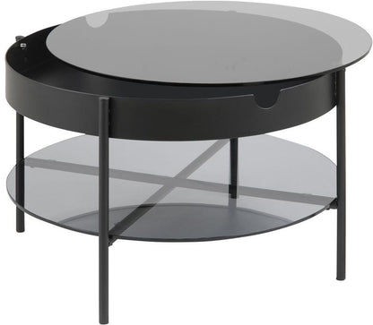 Coffee Table East Kaunas | size: Length: 75cm, Width: 75cm, Height: 45cm, Diameter: 75cm | color: Transparent/Black | image: 3 | variant: 1005989