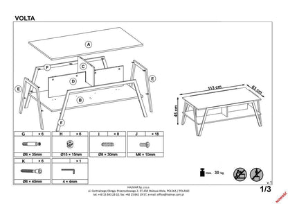 Coffee Table East Kingston | size: Length: 63cm, Width: 113cm, Height: 45cm | color: Black/Oak | image: 2 | variant: 1006765