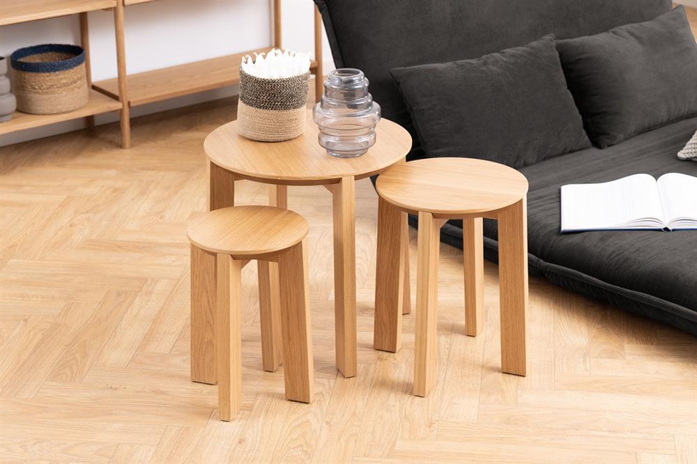 Coffee Table East Ogre | size: Length: 50cm, Width: 50cm, Height: 50cm, Diameter: 50cm | color: Oak | image: 9 | variant: 1005984