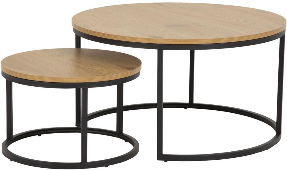 Coffee Table East Rezekne | size: Length: 80cm, Width: 80cm, Height: 45cm, Diameter: 80cm | color: Black/Oak | image: 1 | variant: 1005976