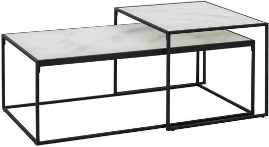 Coffee Table East Stavanger | size: Length: 55cm, Width: 100cm, Height: 43cm | color: White/Black | image: 1 | variant: 1005981