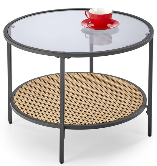 Coffee Table East Thatcham | size: Length: 60cm, Width: 60cm, Height: 45cm, Diameter: 60cm | color: Transparent/Black | image: 1 | variant: 1007369