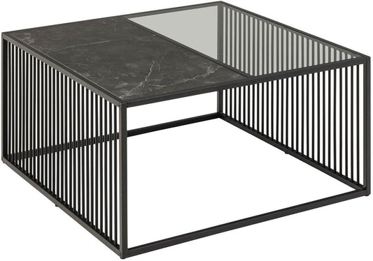 Coffee Table East Vilnius | size: Length: 80cm, Width: 80cm, Height: 40cm | color: Transparent/Black | image: 1 | variant: 1005988