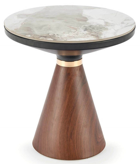 Coffee Table Genesis S | size: Length: 50cm, Width: 50cm, Height: 53cm, Diameter: 50cm | color: White/Brown/Gold | image: 1 | variant: 1012992