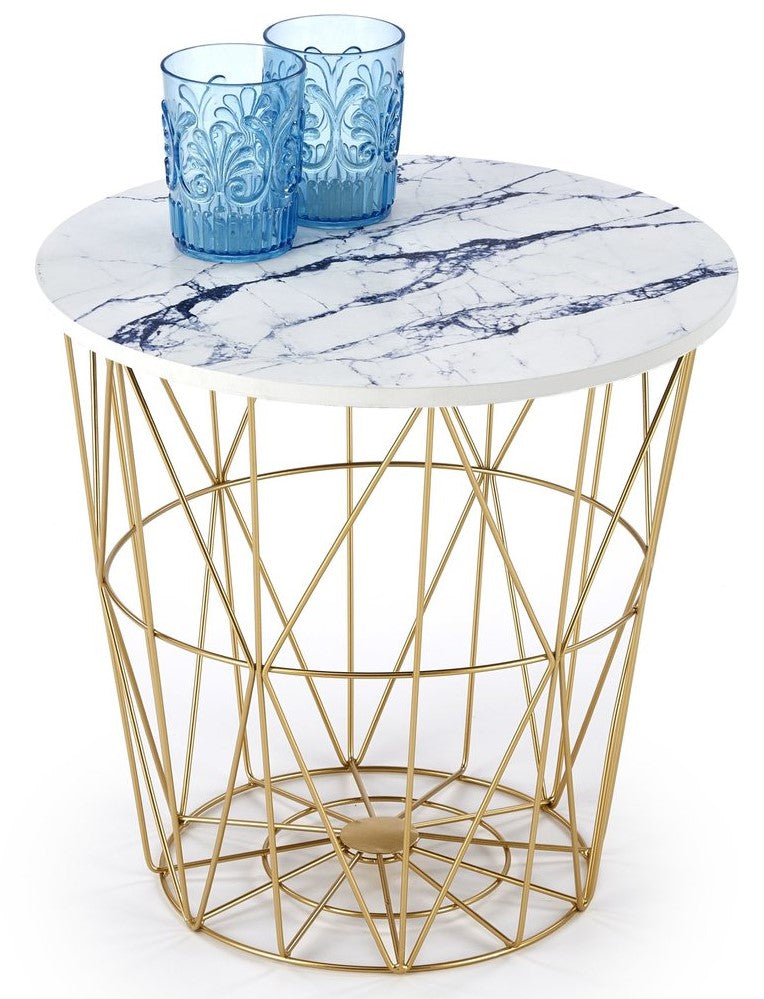 Coffee Table Harissa G | size: Length: 42cm, Width: 42cm, Height: 41cm, Diameter: 42cm | color: White/Gold | image: 1 | variant: 1006925